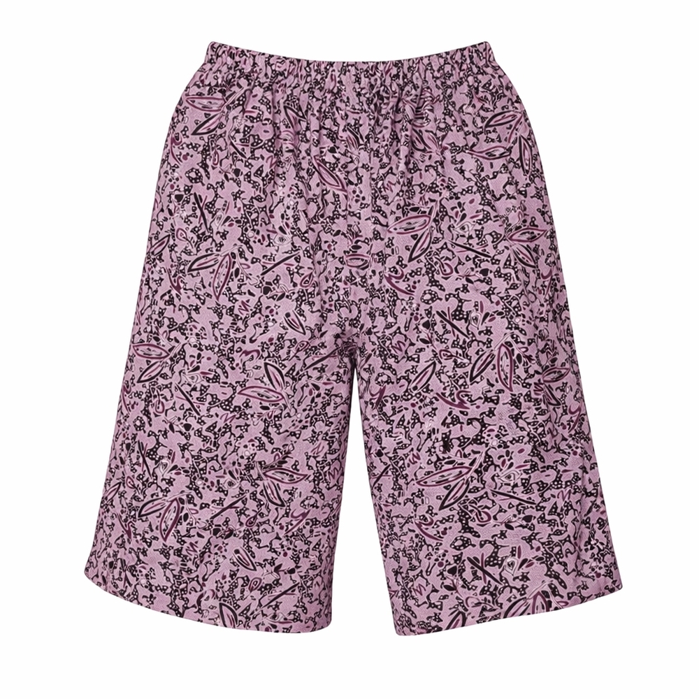Purple Abstract Print Elastic Waist‎ Flowy Shorts